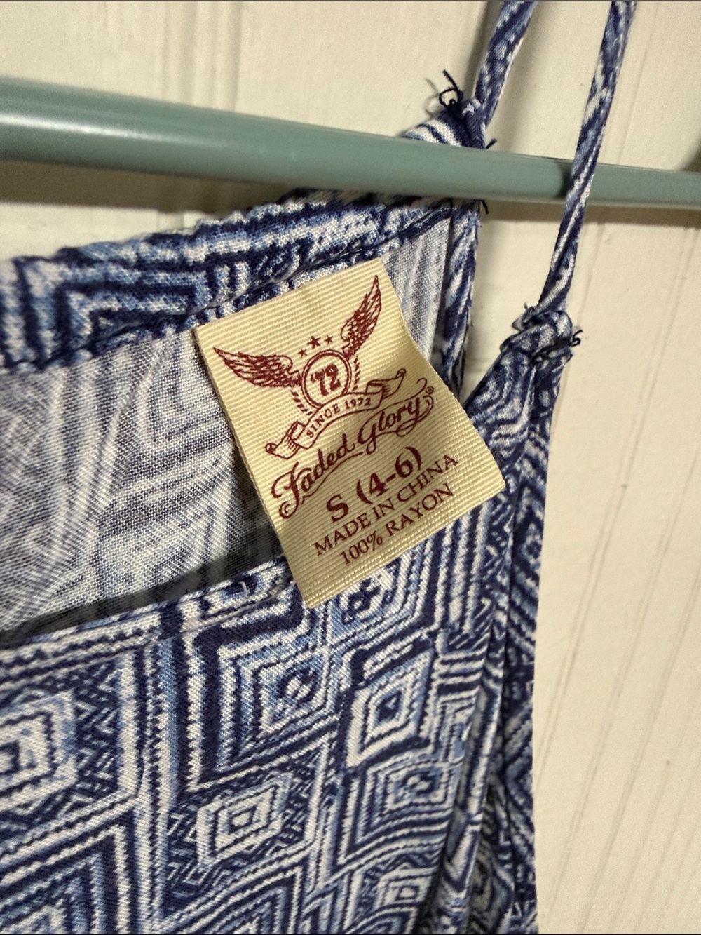 Faded Glory Blue Geometric Print Spaghetti-Strap Maxi Dress - Picture 3 of 7